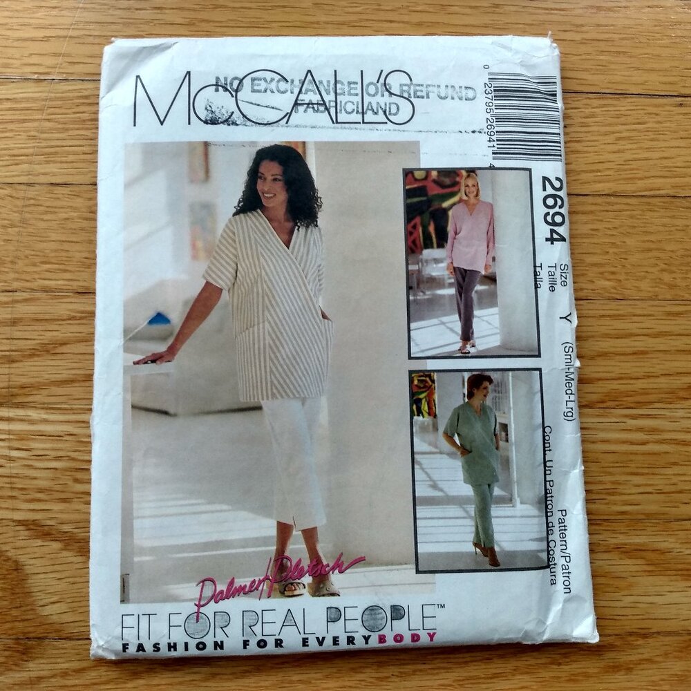 Vintage Top and Pull On Pants Sewing Pattern S,M,L Loose Fitting McCall's 2694